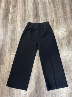Cider Black Wide-Leg Pleated Trousers